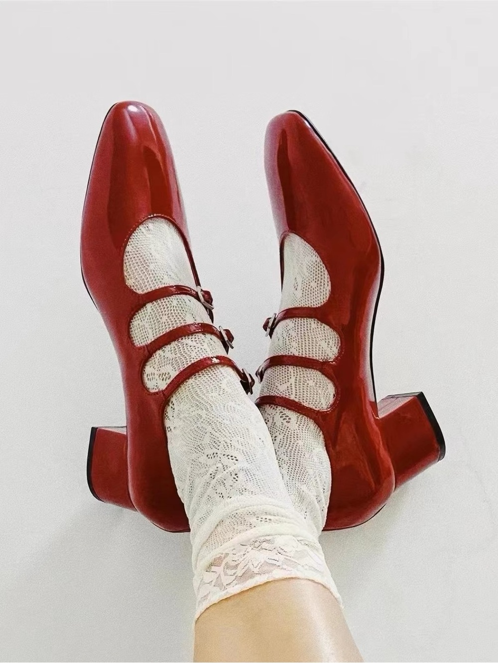 Women’s Red Patent Mary Jane Block Heel Shoes